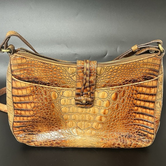 Brahmin Handbags - Brahmin Isabelle Metallic Toasted Almond Embossed Croc Leather Bag (B420)